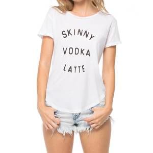 NEW SOUTH PARADE skinny vodka latte valerie v-neck tee in white